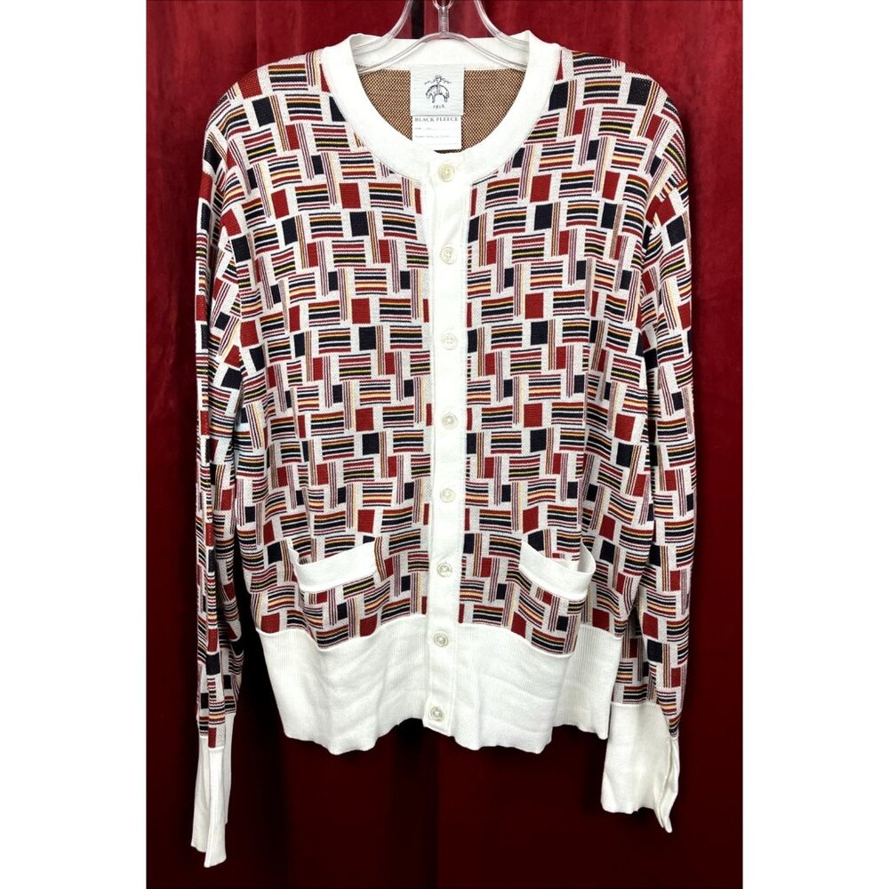 Sz BB4 L Black Fleece Cotton Knit Cardigan Yacht Flag Thom Browne Brooks Boating